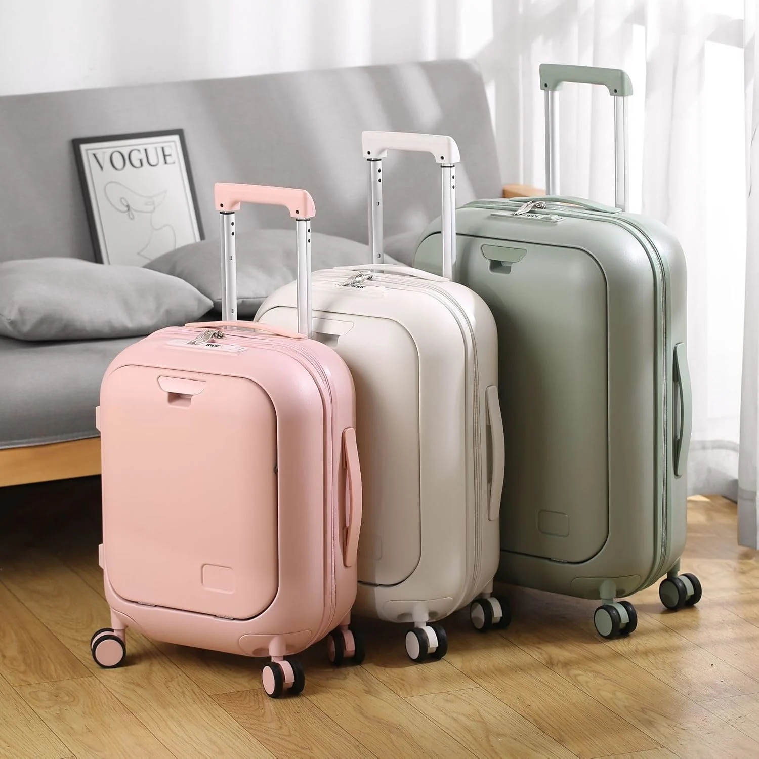 Skycare Carry On Luggage, Durable Hardside Suitcases with Front Laptop Pocket